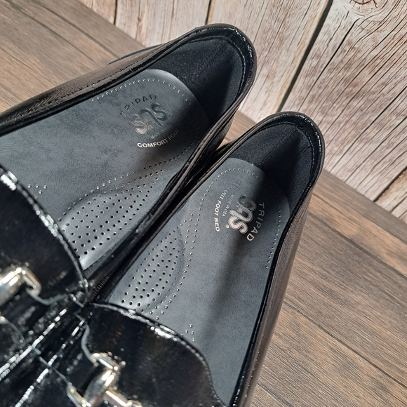 SAS Patent Leather Moc Loafer Slip On Black Women's 9.5 WW Tripad - Picture 7 of 9